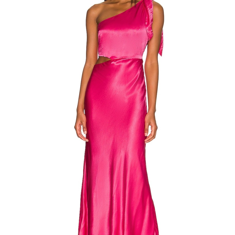 NWOT Audrey One Shoulder Dress in Pop Pink